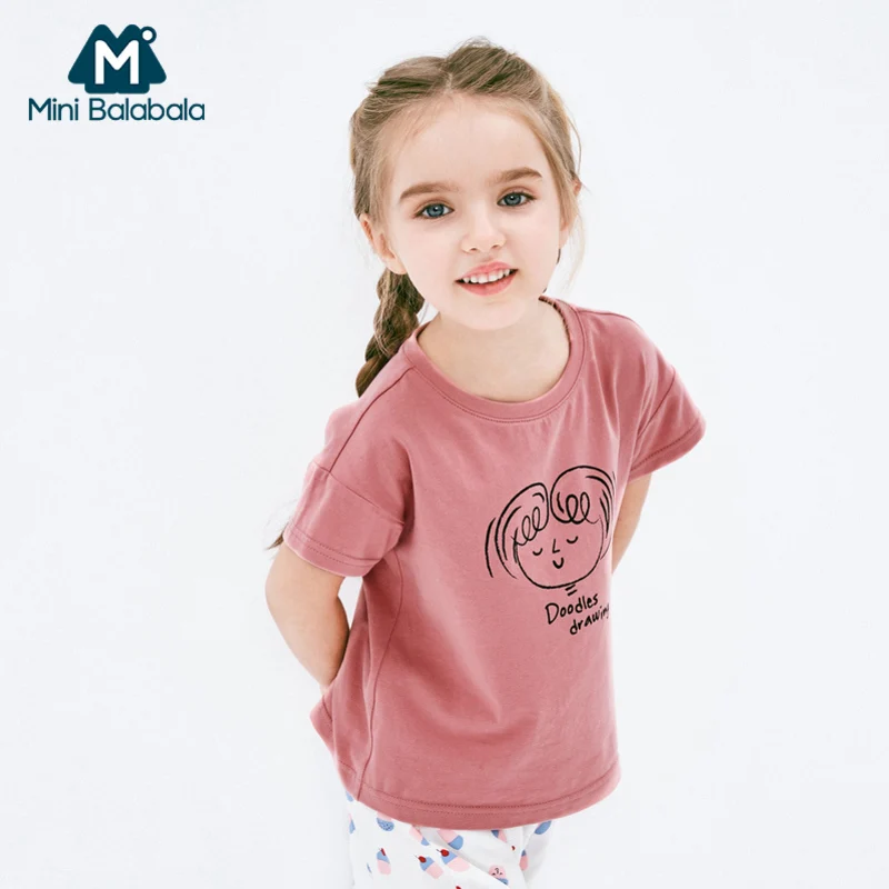 Свободная футболка с короткими рукавами для маленьких девочек balabalaby новая