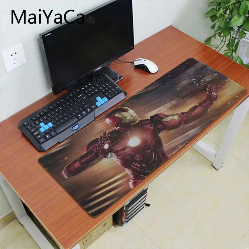 Lock Edge 30X70cm Maiyaca железные человеческие Мстители hero анти-скольжение прочный резиновая клавиатура Аниме Коврик для мыши 700x300 мм геймер большой Офисный Компьютерный стол коврик - Цвет: Lock Edge 30X70cm