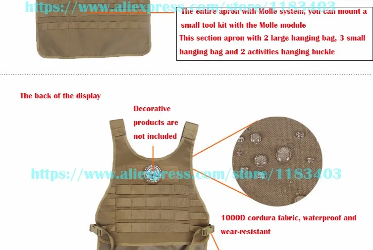Военный армейский тактический жилет, фартук Molle, мужские универсальные фартуки, камуфляжные ремонтные водонепроницаемые быстросохнущие фартуки tatico