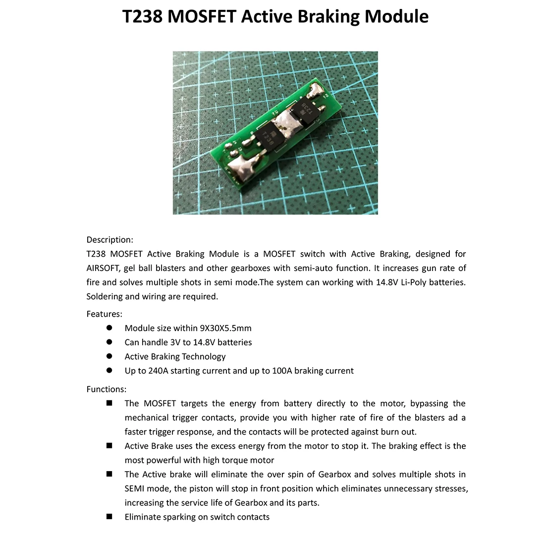 MODIKER T238 для активного тормозного модуля MOSFET XWE M4/JINMING GEN.8/9/10 серии водные гелевые