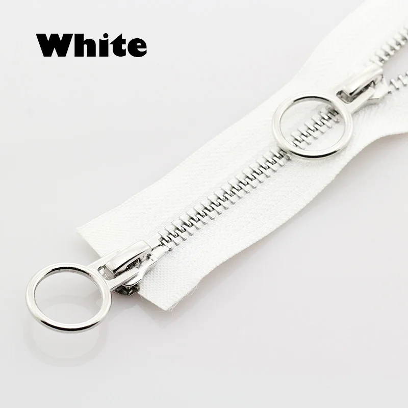 White 5# разъемная застежка-молния двойной круг ползунки 60/70/80/90/100/120/150 см автоматический металлический замок застежки-молнии - Цвет: White
