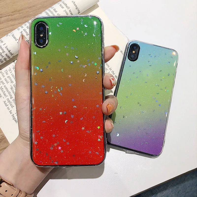 Роскошный блестящий чехол для телефона iPhone xs max xr x Bling Star градиентный 6 6S 7 8 Plus