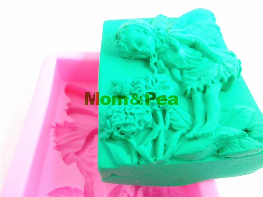 Mom & Pea 0394 Бесплатная доставка Цветочная фея силиконовая форма для мыла украшение