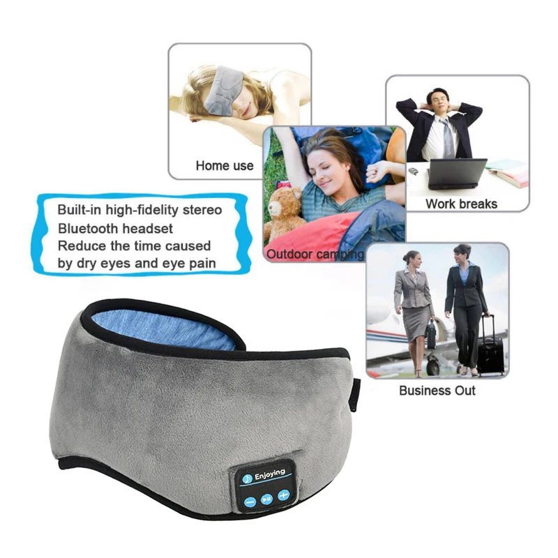 Беспроводной стерео Bluetooth наушники маска для сна 4,2 Bluetooth сна Мягкие Наушники Поддержка громкой связи Спящая маска для глаз