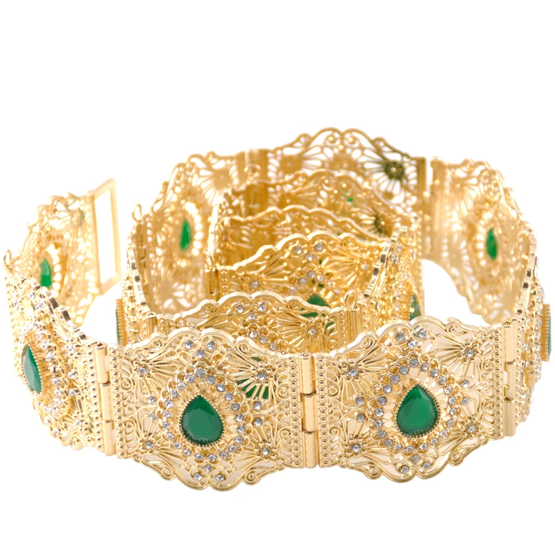 Elegant metallic wedding rhinestone belt vintage royal aristocratic jewelry gold and silver color adjustment length crystal belt