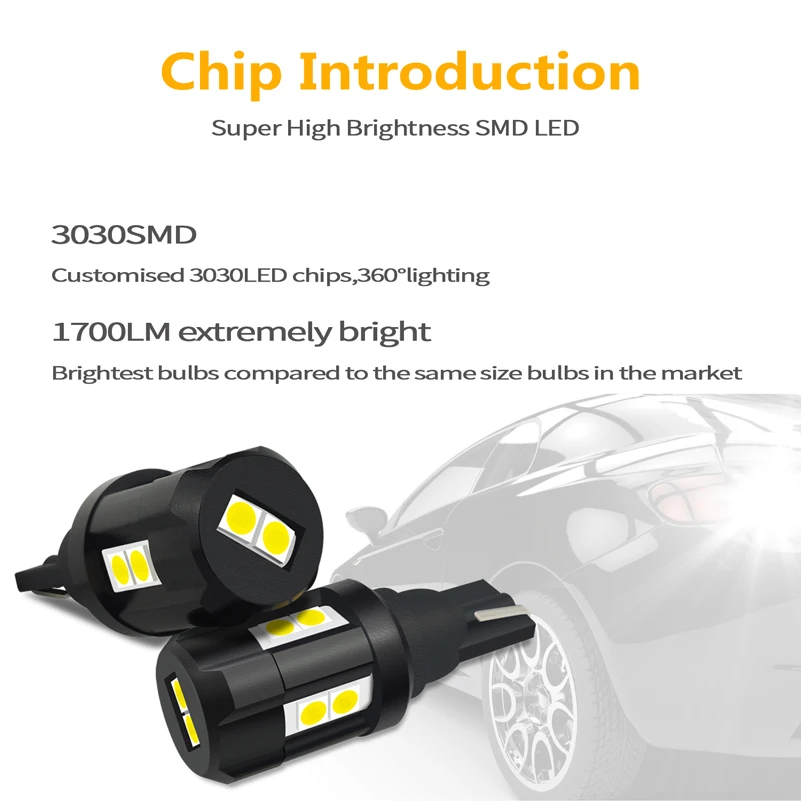 OXILAM 2 шт. T15 W16W светодиодный Canbus без ошибок 921 912 автомобильная лампа 3030 SMD резервный обратный светильник 6500 К Белый 12 в 24 в авто внешний светильник
