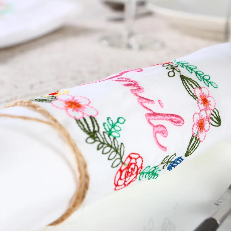 6 шт. хлопковые салфетки с вышивкой|cloth napkins|embroidered cloth napkinsnapkin fabric |