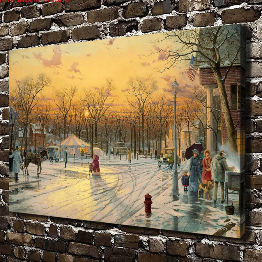 Томас Кинкейд город холст для живописи принт Гостиная домашний декор