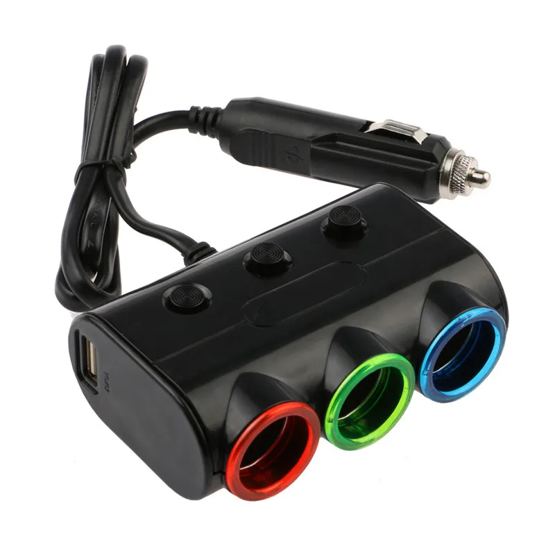 3.1A 2 USB 3 Way мульти разъем автомобильное зарядное устройство прикуриватель сплиттер адаптер для мобильного телефона