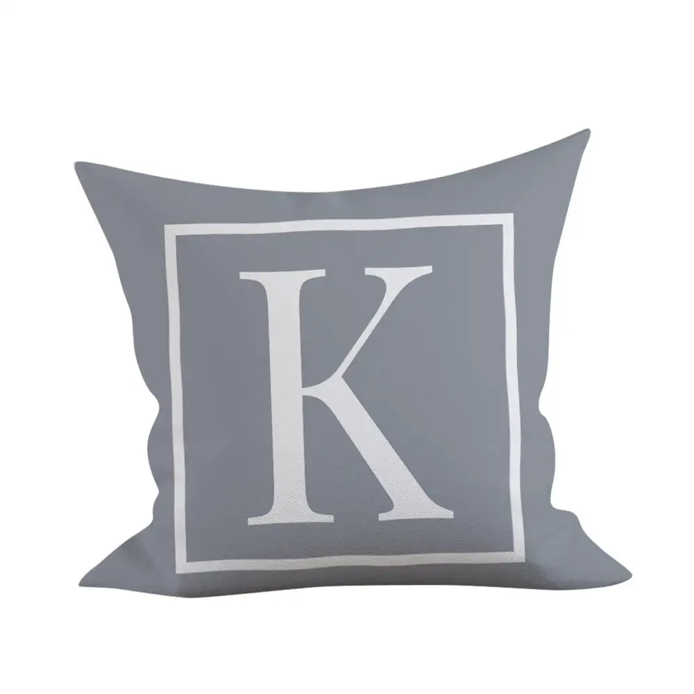 K NAI YUE 45x45 см, квадратная наволочка из полиэстера и хлопка, Английский алфавит, чехол для подушки с буквами, наволочки на талию, домашний декор - Цвет: K