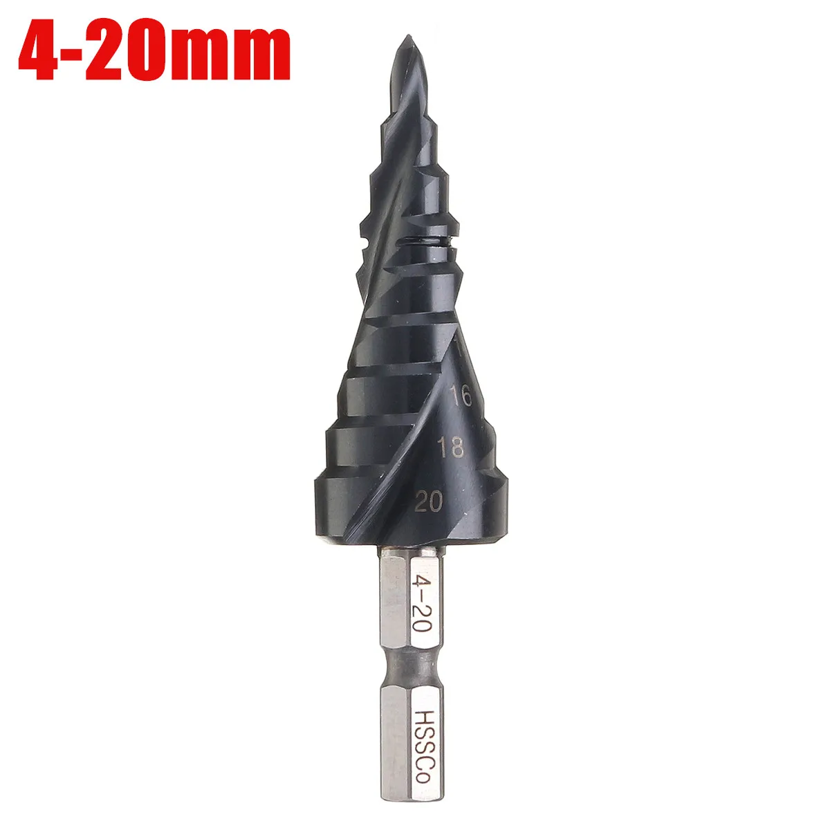 4-20mm Drillpro HRC89 HSS-Co M35 кобальтовое ступенчатое сверло 3-12/4-12/4-20 мм ступенчатое сверло с покрытием TiAlN 1/4 дюйма с шестигранным хвостовиком деревообрабатывающие Биты - Цвет: 4-20mm