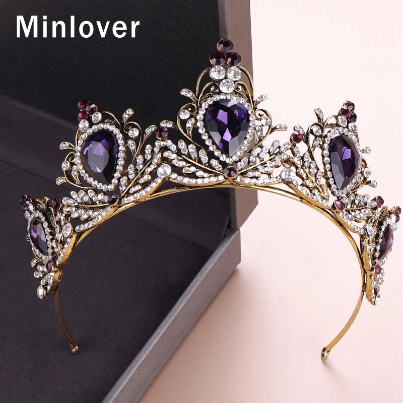 Minlover Elegant Baroque Vintage Bride Tiaras Crowns Women Wedding Hair Jewelry Accessories Crystal Diadem Pageant HG150 | Украшения и