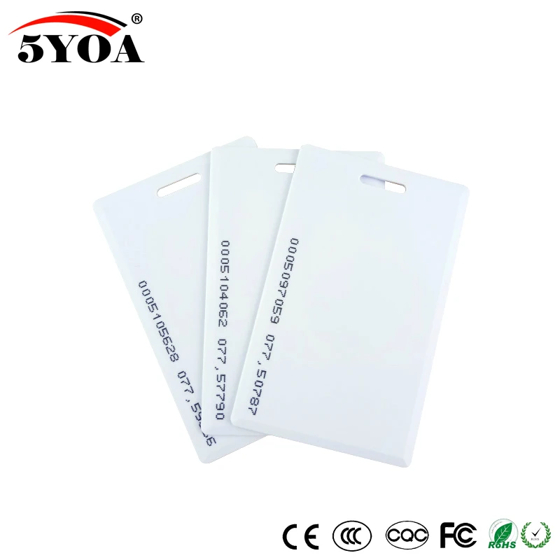 Thick Card Type 10 шт., 1,8 мм EM4100 Tk4100, 125 кГц, карта контроля доступа, брелок, RFID тег, наклейка, брелок, маркер, кольцо, Бесконтактный чип - Цвет: Thick Card Type