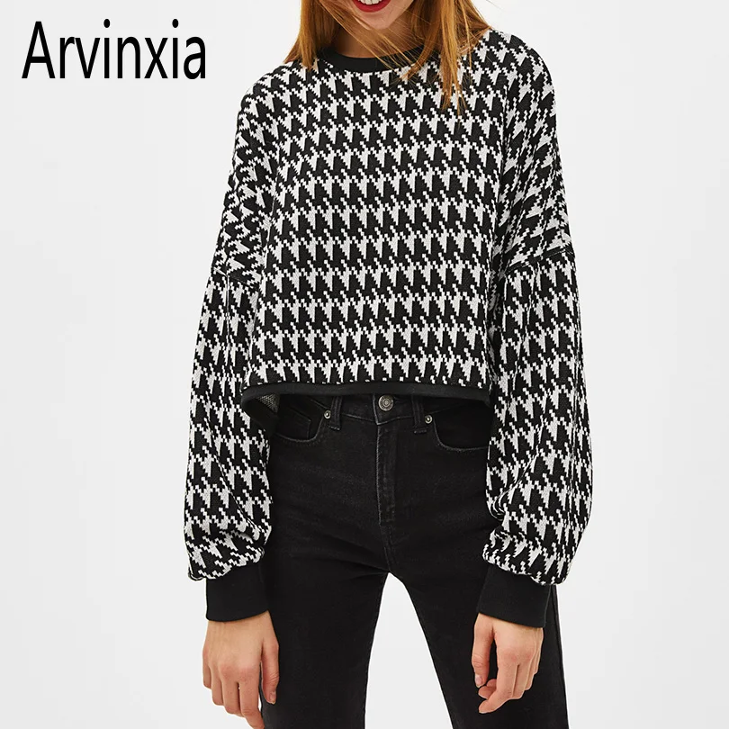 Arvinxia ZA/Модные свободные вязаные женские свитера с геометрическим рисунком новые