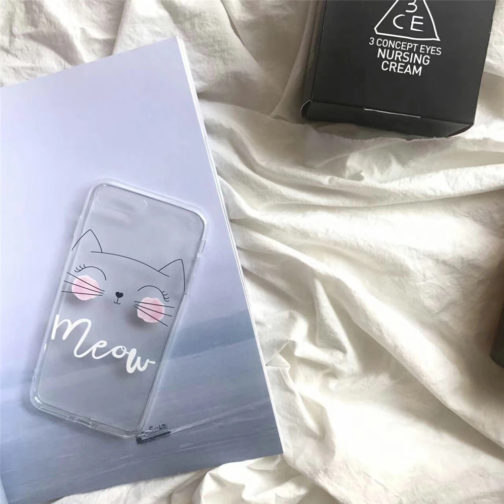 Мода милый кот животных Прозрачный Мягкие TPU Тонкий чехол для телефона iPhone 7 Дело