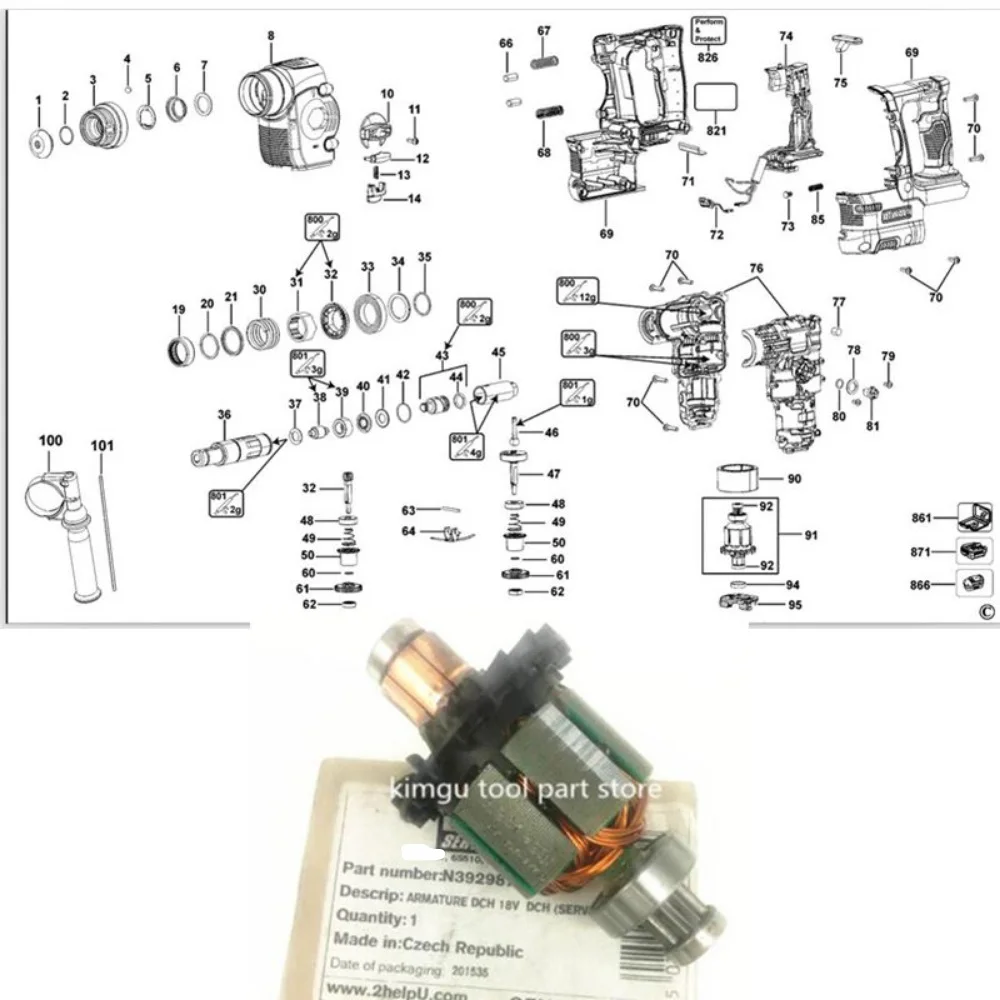 Роторный двигатель 18 в 20 для Dewalt N392987 DCH253 DCH254 DCH253M2 DCH254M2 DCH253KN|Аксессуары