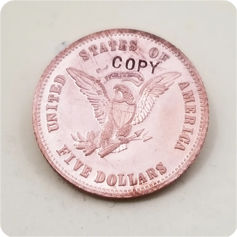 США 1861 $5 00 Звездная свобода Кепка узоры КОПИЯ монета | Дом и сад