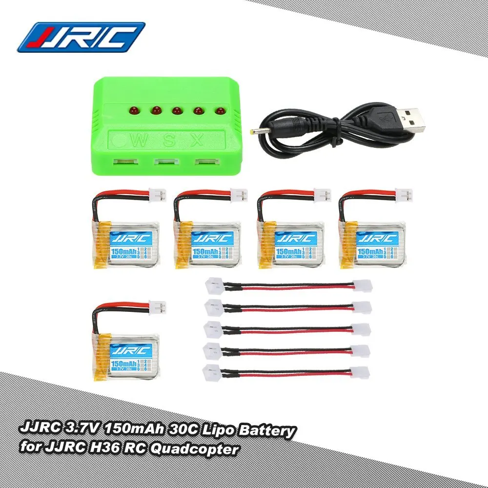 5pcs Original JJRC 3.7V 150mAh 30C Lipo Batteries with 5 in 1 Battery Charger for H36 NiHui NH010 RC Quadcopter Drone | Игрушки и хобби