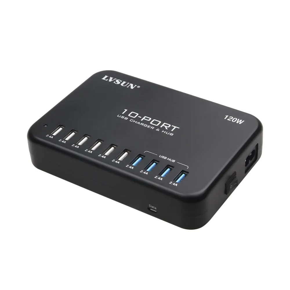 Udoli 5V 2.4A * 10 высокоскоростной порт USB зарядное устройство многопортовый адаптер
