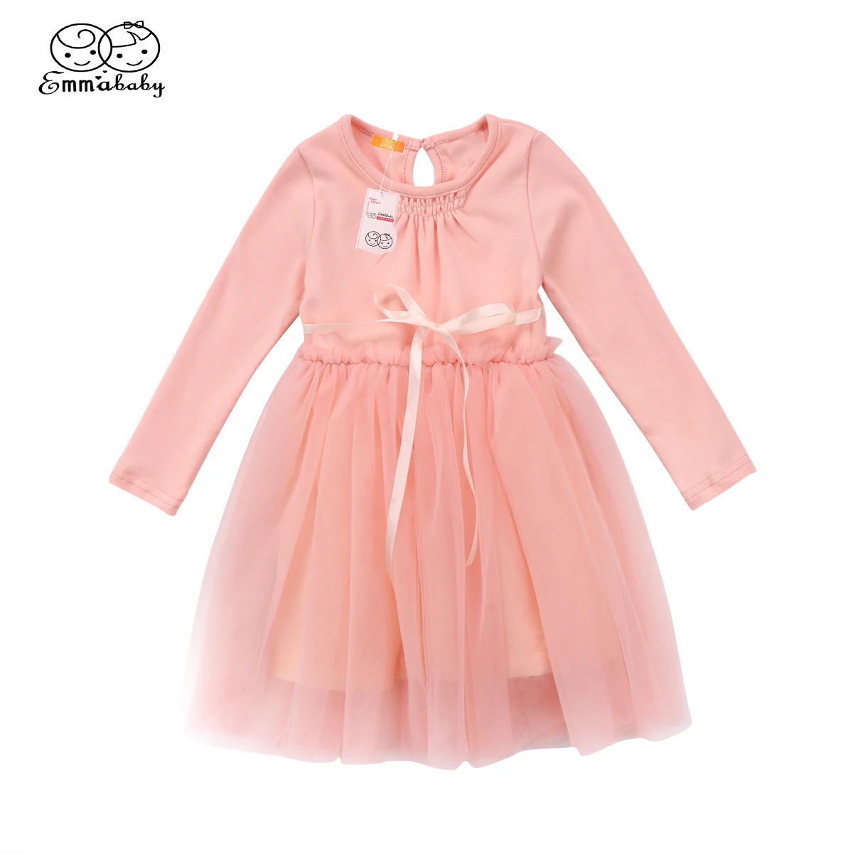 Новинка 2019 милое бальное платье из тюля с длинными рукавами для маленьких