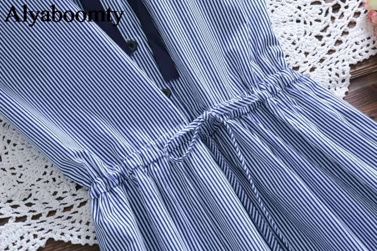 Летнее женское платье в синюю полоску Vestidos De Verano повседневное Свободное с