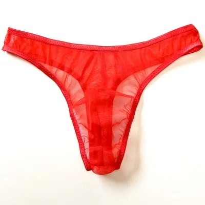 Красный Mens Sexy Transparent Bikini Thongs Swim G-strings Bottoms Low Waist Male Breathable Mesh Panties Tanga T Back Beachwear Sunbath - Цвет: Красный