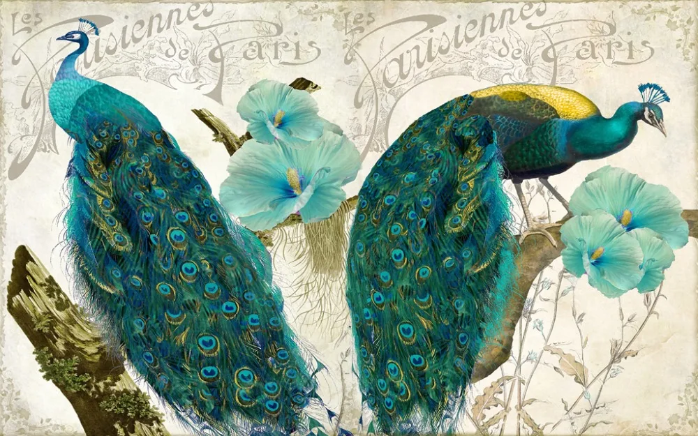 Шторы с синим павлином Индивидуальный размер роскошные затемняющие 3D оконные