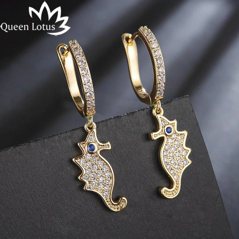 Queen лотоса 2018 модные длинные висячие серьги для женщин с формой гиппокампа