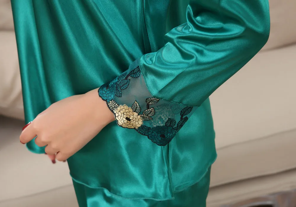 Пижамный комплект женский из искусственного шелка весна осень|pajama sets for women|pajama