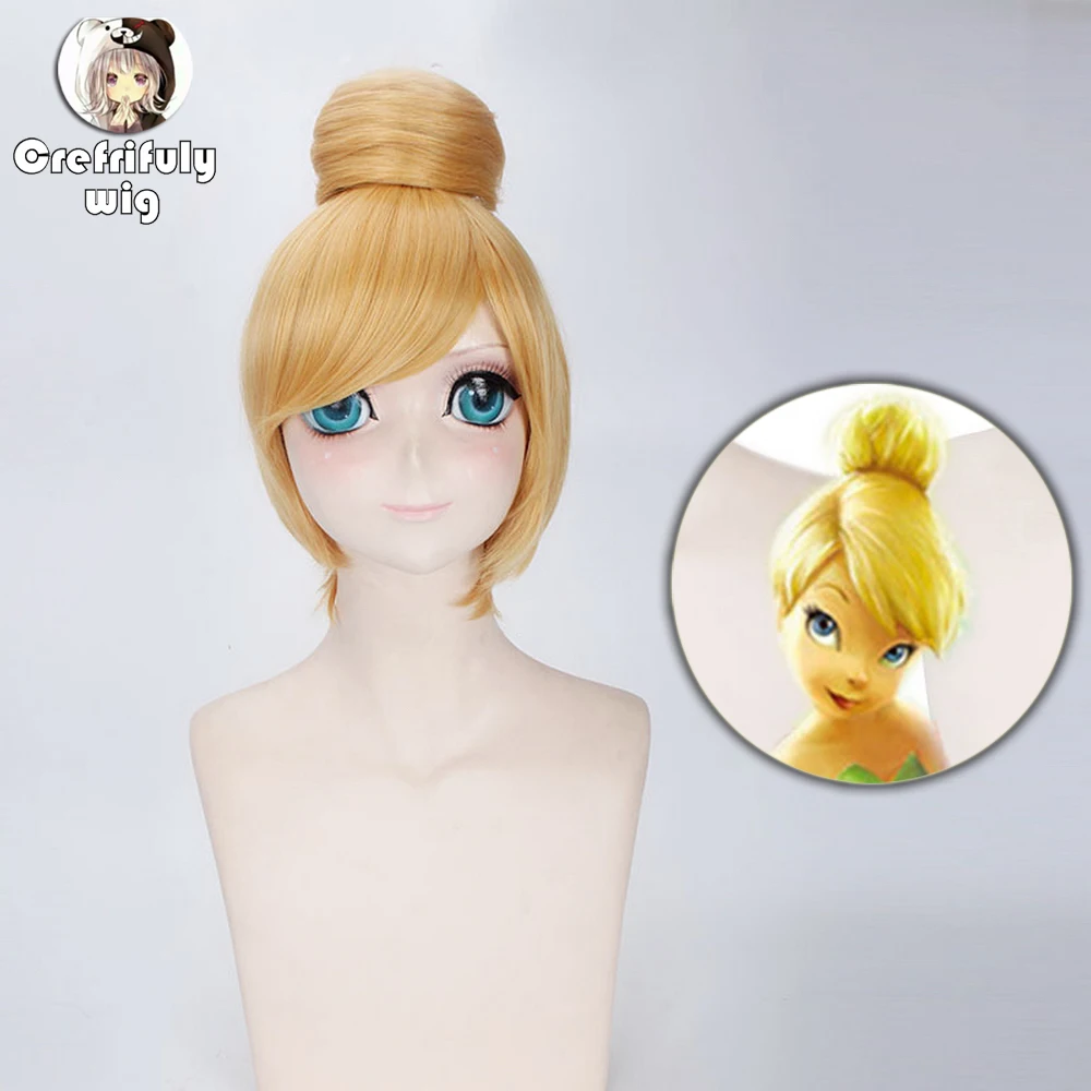Anime Kurze Blonde Cosplay Perücke 30cm Fee Tinker Glocke Volles Haar Perücken Für Frauen Prinzessin Tinkerbell Erwachsene Größe Synthetische haar