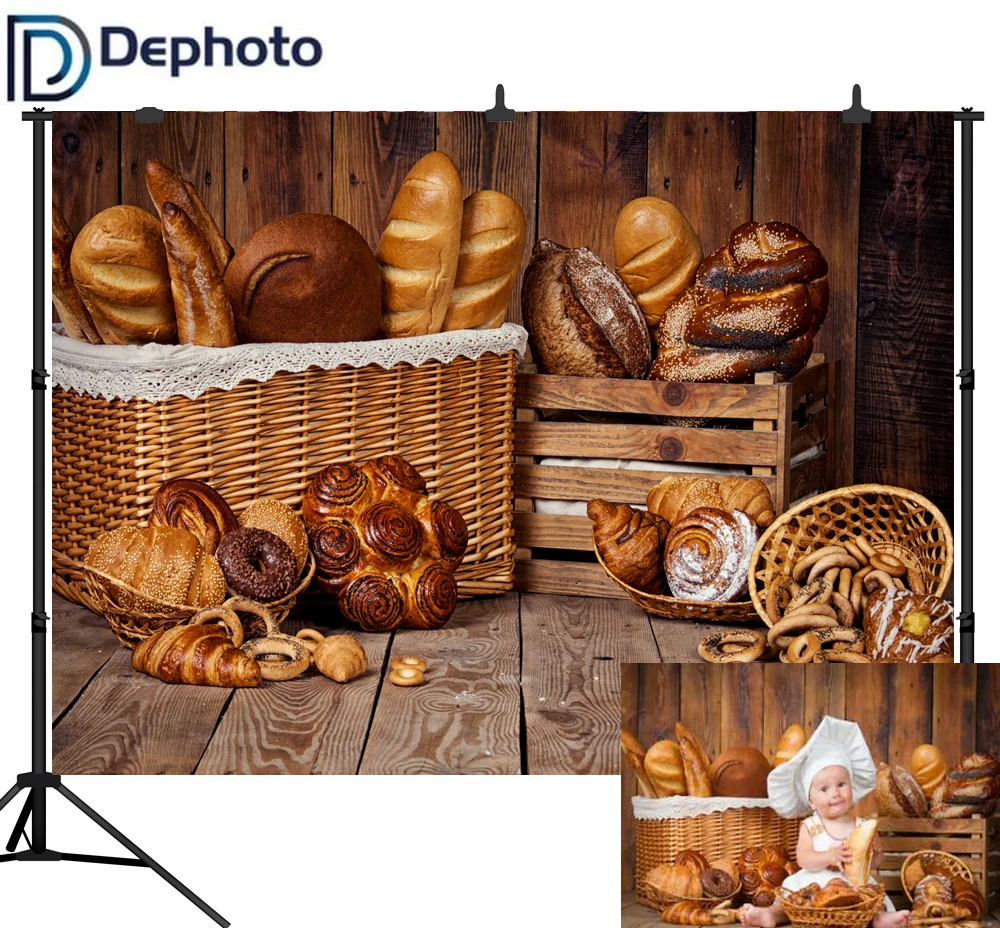 Фон для фотосъемки с изображением хлеба деревянного пола фон детского душа