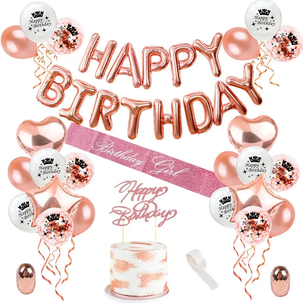 QIFU розовое золото для вечеринки с днем рождения украшение взрослых 16th 18th 21th