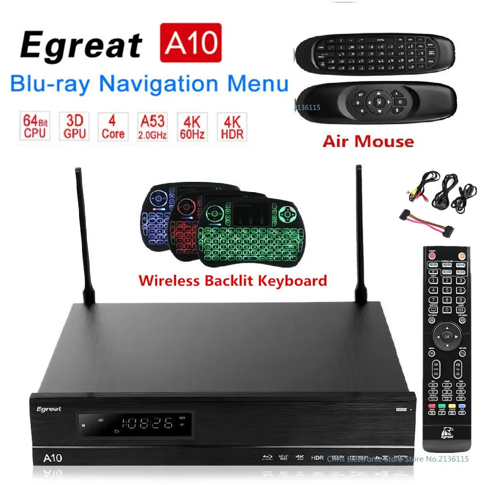 Оригинальный egreat A10 ТВ коробка Hi3798C V200 Процессор Android 5.1.1 2 г 16 WI FI LAN HDR10 Blu Ray 3D Bluetooth