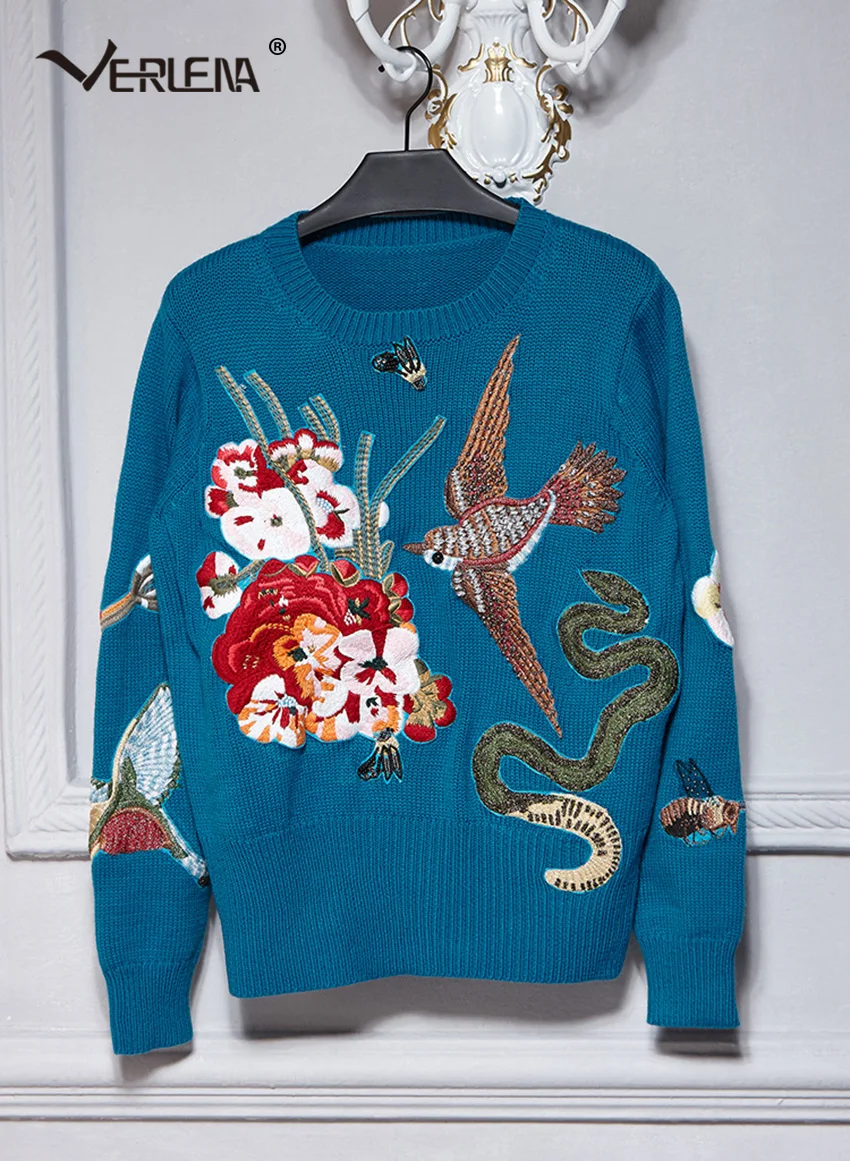 Verlena осень 2019 толстый теплый шерстяной зимний свитер для женщин Стразы животные