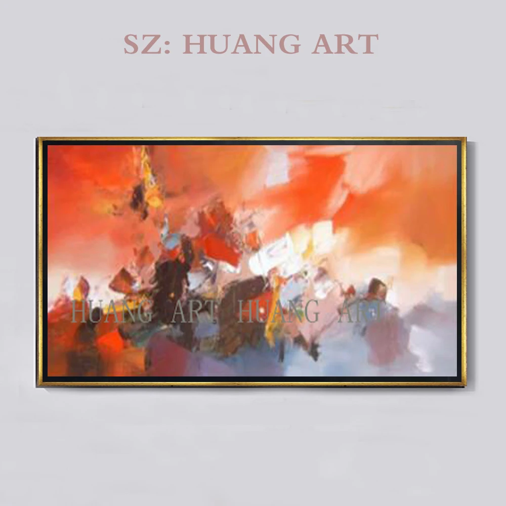 Skilled Artist Hand-painted Large Size High Quality Brown and Blue Colors Abstract Oil Painting for Living Room Decoration | Дом и сад
