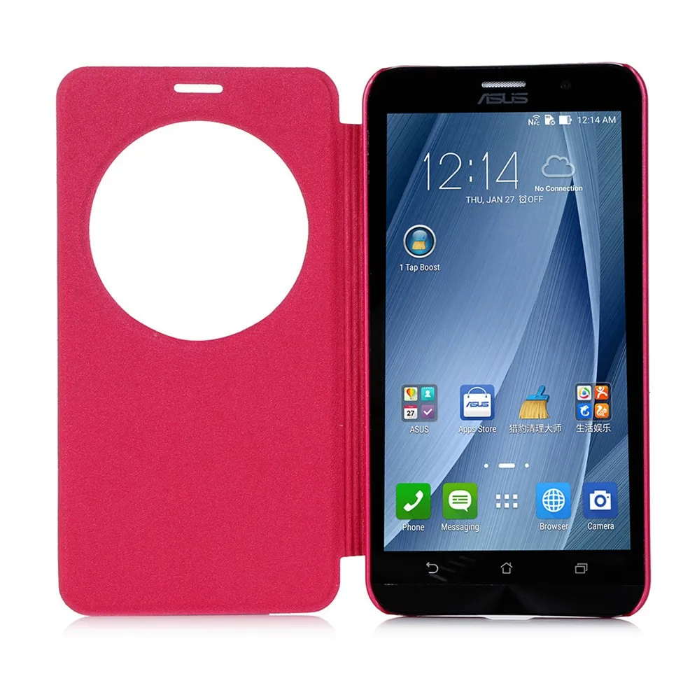Чехол для телефона из искусственной кожи для Asus Zenfone 2 ZE551ML/ZE550ML, 5,5 дюймов, откидная крышка с окошком для просмотра, синий, фиолетовый, красный, белый, темно-серый