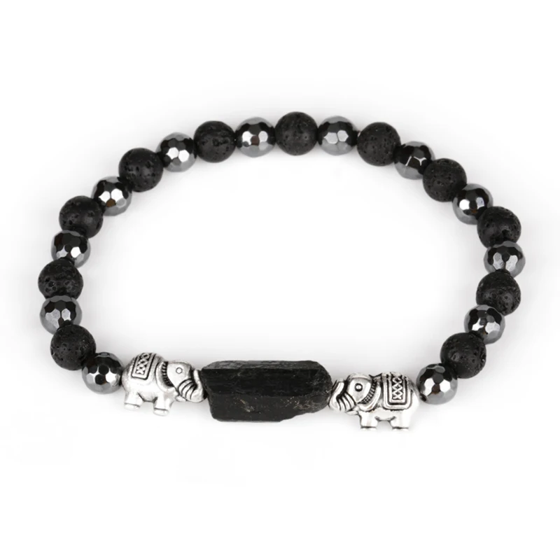 lava N hematite Натуральный шероховатый черный турмалин Целебный Камень бусина 6 мм матовый оникс Лава гематит Коралл Шарм бисера энергии браслеты для мужчин и женщин - Окраска металла: lava N hematite