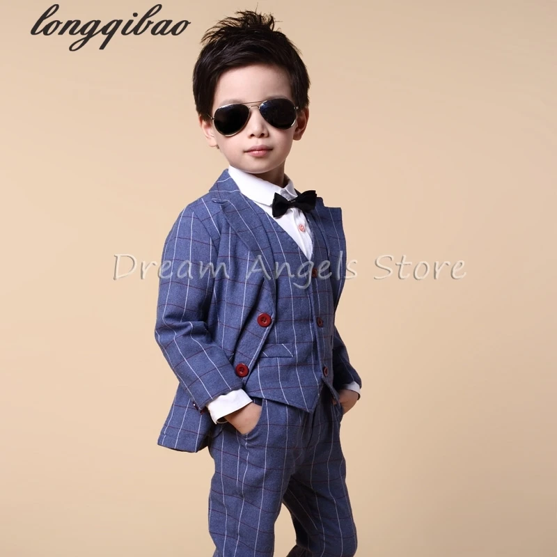 Блейзер для мальчиков Весенняя детская одежда костюм Официальный клетчатый
