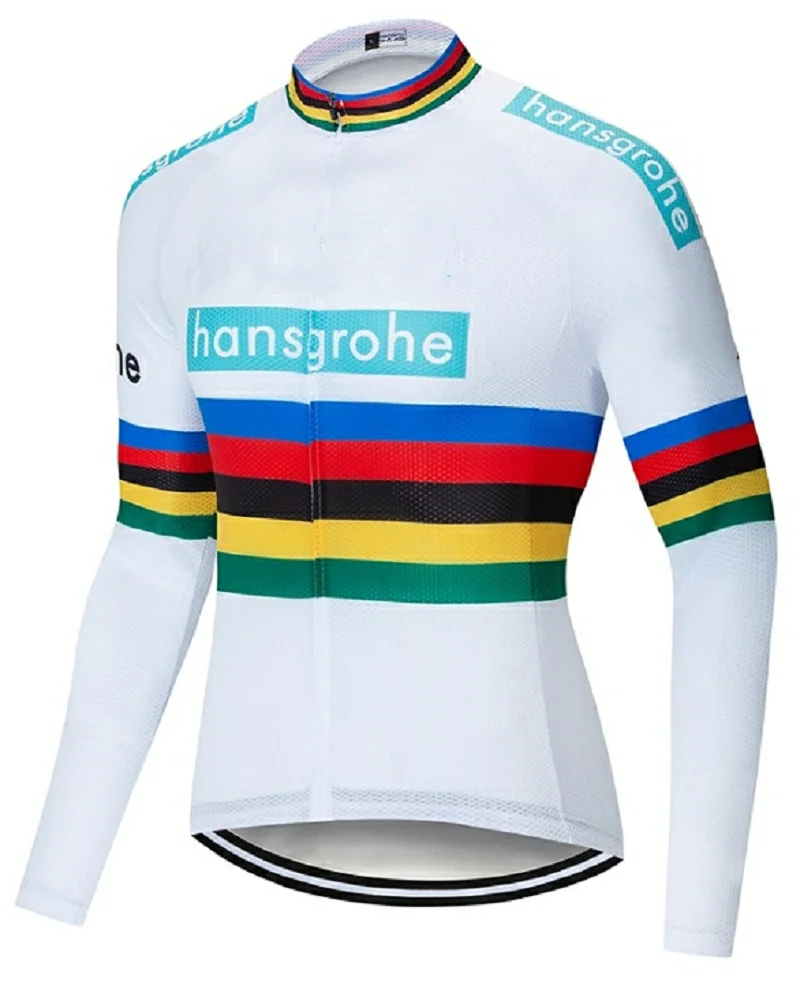 long jersey Hansgrohe команда Осенняя тонкая одежда с длинными рукавами набор мужской Велоспорт Джерси Bib длинный велосипед Ropa Ciclismo велосипедная одежда - Цвет: long jersey