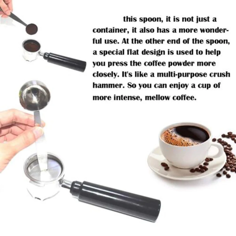 

2 IN 1 Coffee Tamper Scoop Stainless Steel Stand Measure Espress Pusher Press Espresso Spoon
