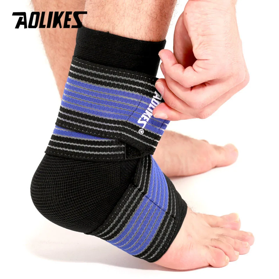 AOLIKES 1 шт. профессиональная спортивная деформация лодыжки обертывания бинтов эластичный Фиксатор лодыжки для фитнеса бега