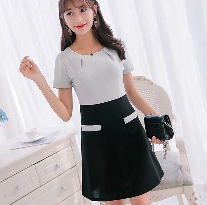 Летнее платье женская одежда облегающее корейское милое тонкое лоскутное с