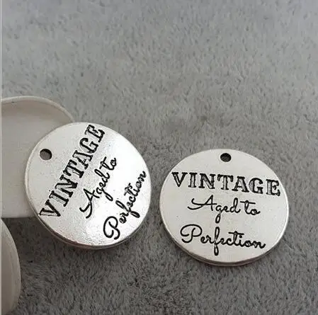 

High Quality 20 Pieces/Lot Diameter 25mm Letter Printed vintage aged to perfection Round Disc Words Message Charm Pendant