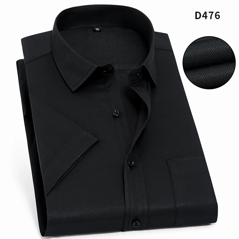 D476 Большие размеры 8XL, мужские летние рубашки с коротким рукавом, деловые рубашки для мужчин, большие 7XL, легкая забота, светская Мужская одежда, карьера, 6XL, дышащая - Цвет: D476