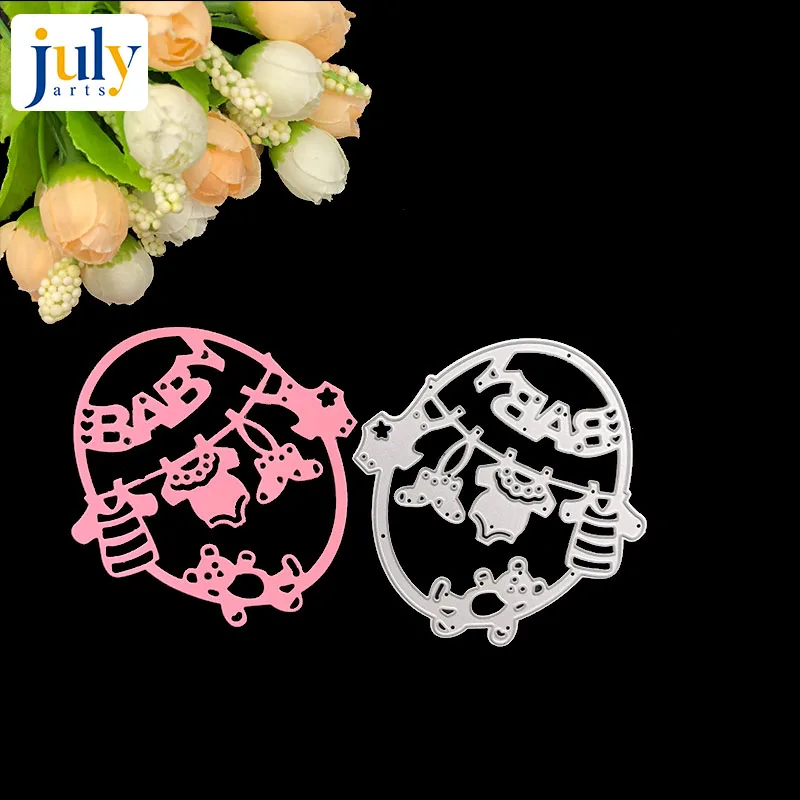 

Julyarts Baby Letter Cutting Dies Metal Ellipse Frame Stencils For DIY Scrapbooking Paper Photo Album Teddy Bear Craft Dies
