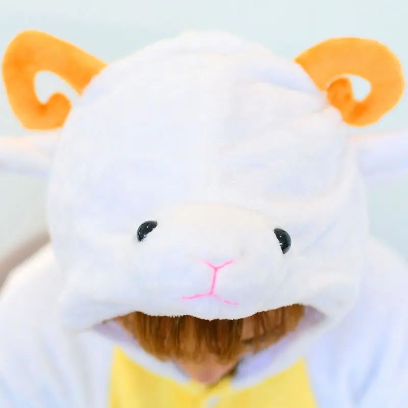 Милые китайские лунного зодиака животных овец Onesie Kigurumi Для мужчин зимние женщин