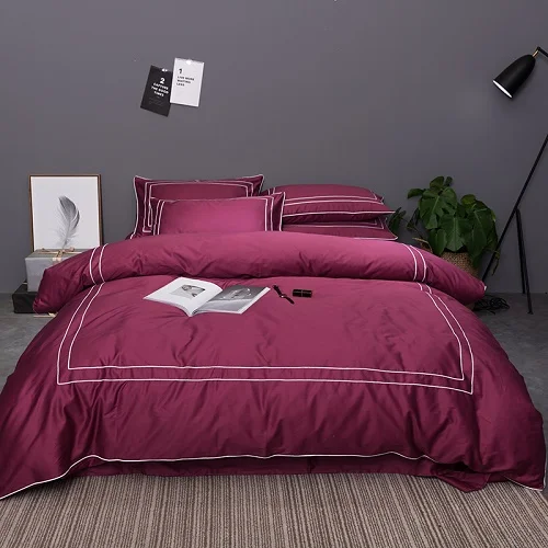bedding set 2 Серый синий Египетский хлопок набор пододеяльников для пуховых одеял Королева Король Размер отель стиль постельных принадлежностей простыня или простыня комплект подушки shams - Цвет: bedding set 2