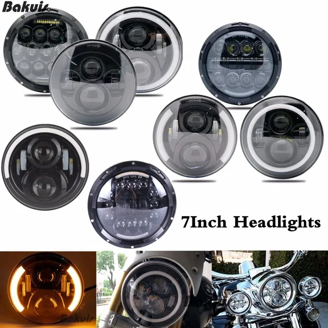 7 &quotголовной светильник Moto rcycle Led moto головной для Harley Softail Deluxe Fat Boy FLSTF |