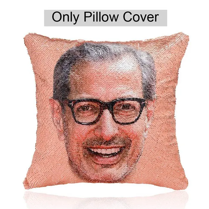 Большая Акция Jeff Goldblum улыбающееся лицо Русалка Реверсивный флип блесток бросок Наволочка-Забавный кляп Подарочный чехол для подушки