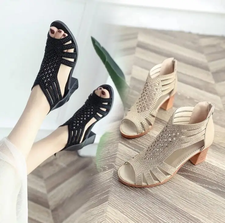 Сандалии-гладиаторы XDA женские на высоком каблуке босоножки молнии модные летние